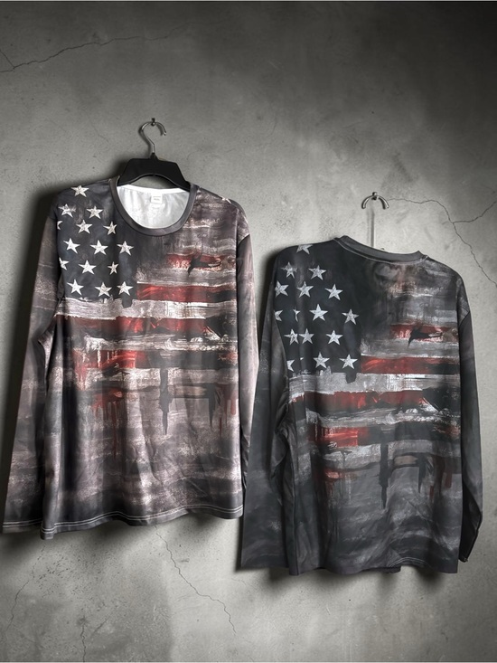 Other - Men's Long Sleeve Graphic Worn Flag Tee l 3X l EUC